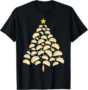 Pierogi Tree Polish Christmas Food Funny Men Women Kids T-Shirt - T-Shirt | Black
