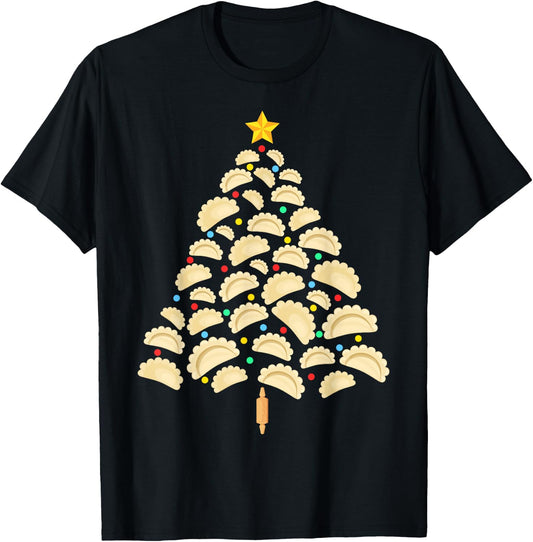 Pierogi Tree Polish Christmas Food Funny Men Women Kids T-Shirt - T-Shirt | Black