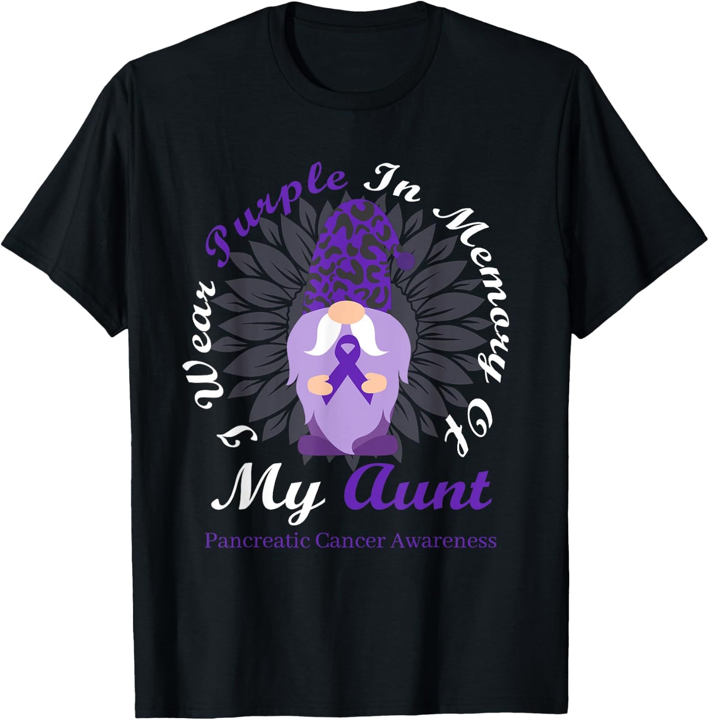 I Wear Purple In Memory Of My Aunt Pancreatic Cancer T-Shirt - T-Shirt | Black