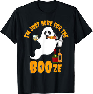 I'm Just Here For The Boos Booze Bourbon Drinking Halloween T-Shirt - T-Shirt | Black