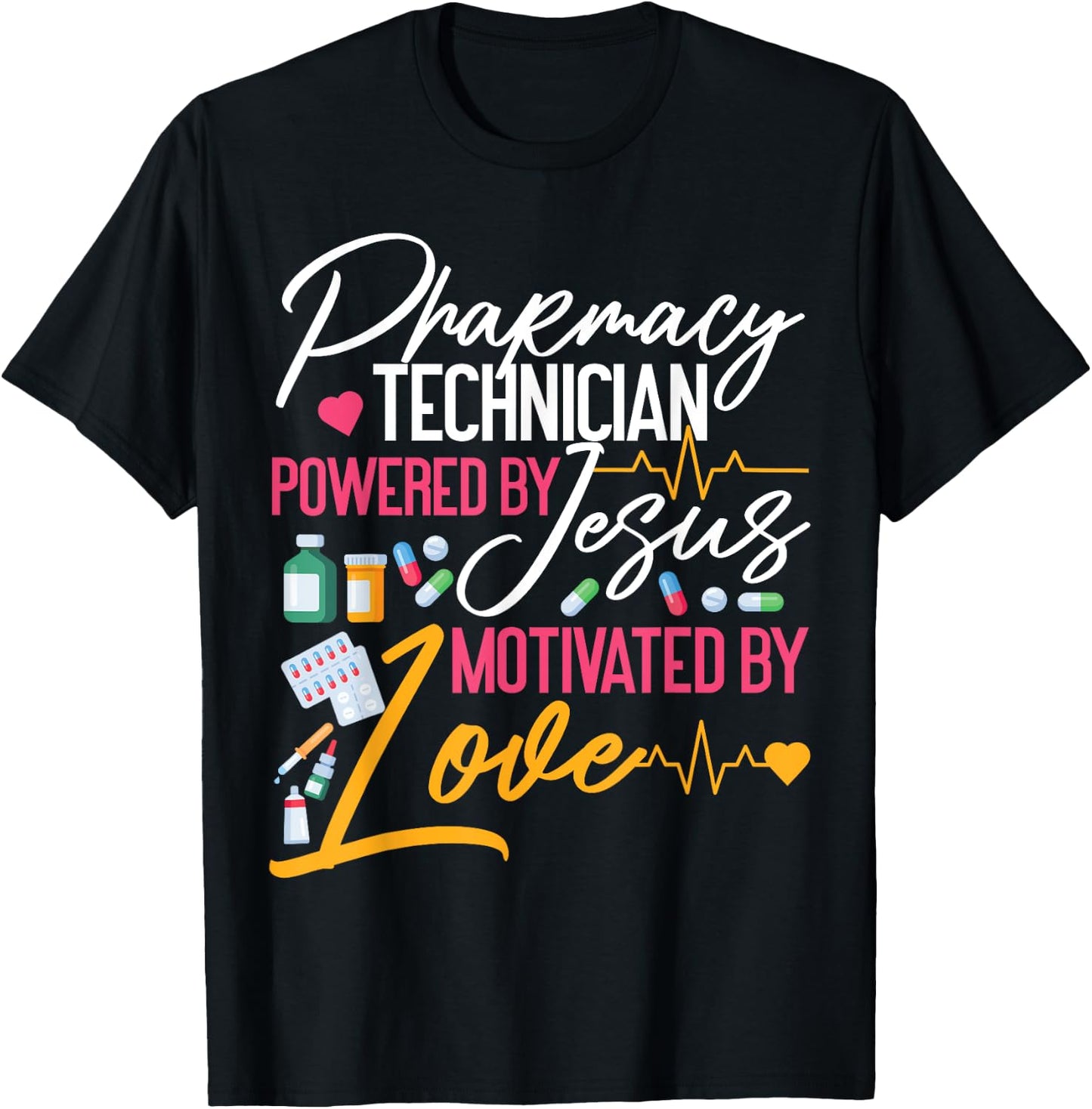 Pharmacy Tech Technician Pharmacist Student Jesus Faith T-Shirt - T-Shirt | Black