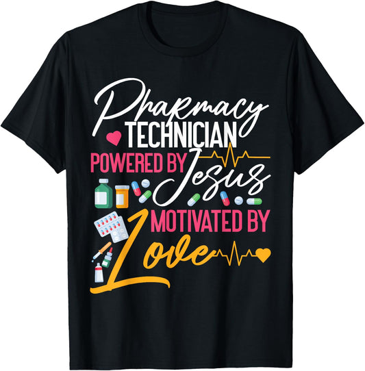Pharmacy Tech Technician Pharmacist Student Jesus Faith T-Shirt - T-Shirt | Black