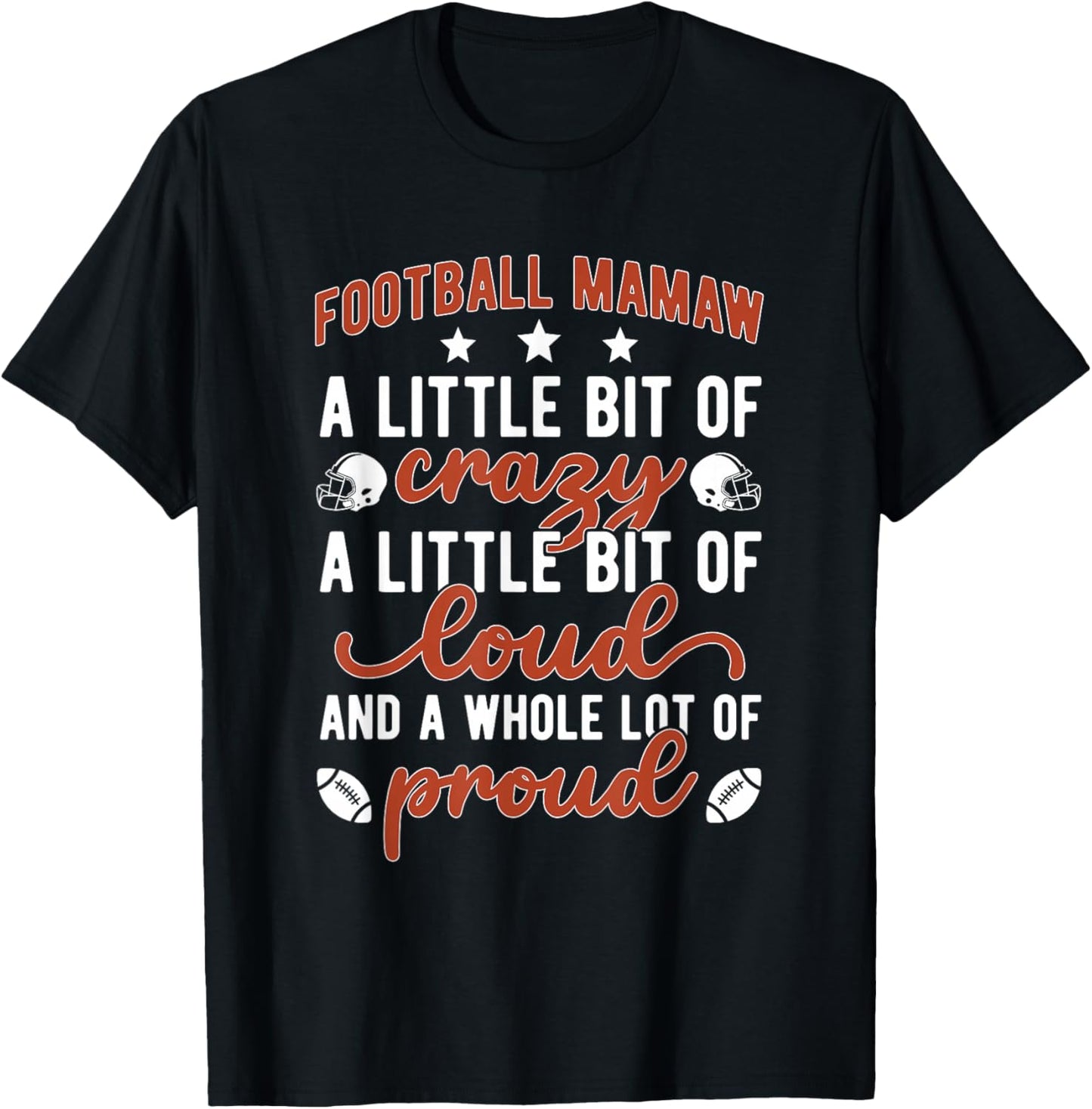 Football Mamaw Proud Mamaw Of A Football Player T-Shirt - T-Shirt | Black