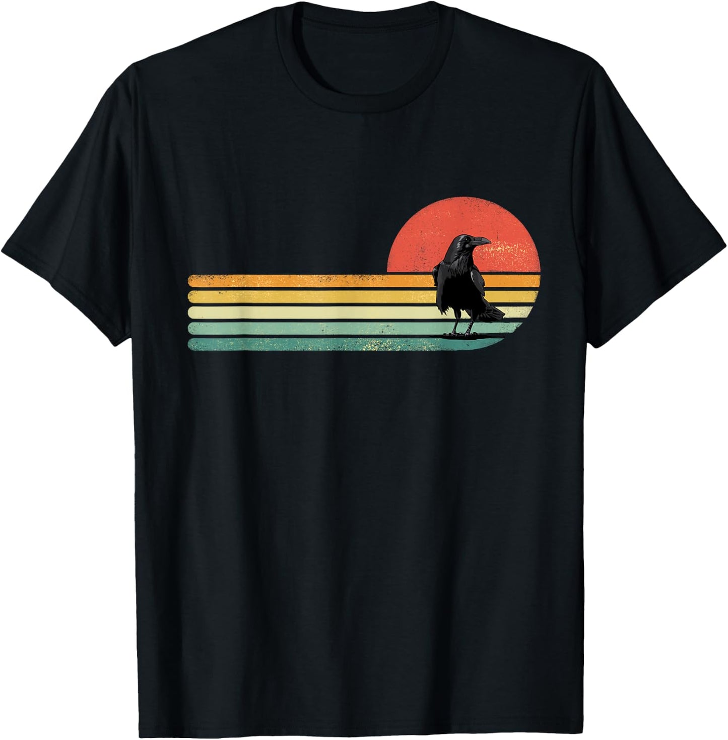 Raven Crow Shirt Retro Style Animal Bird Lover Bird Watcher T-Shirt - T-Shirt | Black
