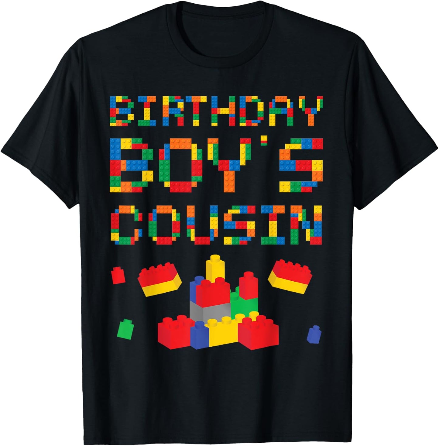 Building Block Cousin Of Birthday Boy T-Shirt - T-Shirt | Black