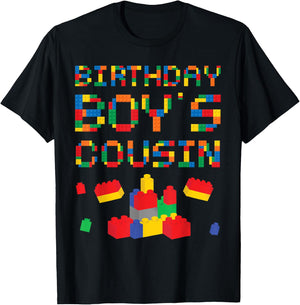 Building Block Cousin Of Birthday Boy T-Shirt - T-Shirt | Black