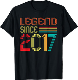 Legend Since 2017 8 Years Old Retro Vintage 8th Birthday T-Shirt - T-Shirt | Black