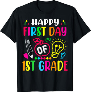 First Grade Happy First Day Of School 1ST GRADE Back To T-Shirt - T-Shirt | Black