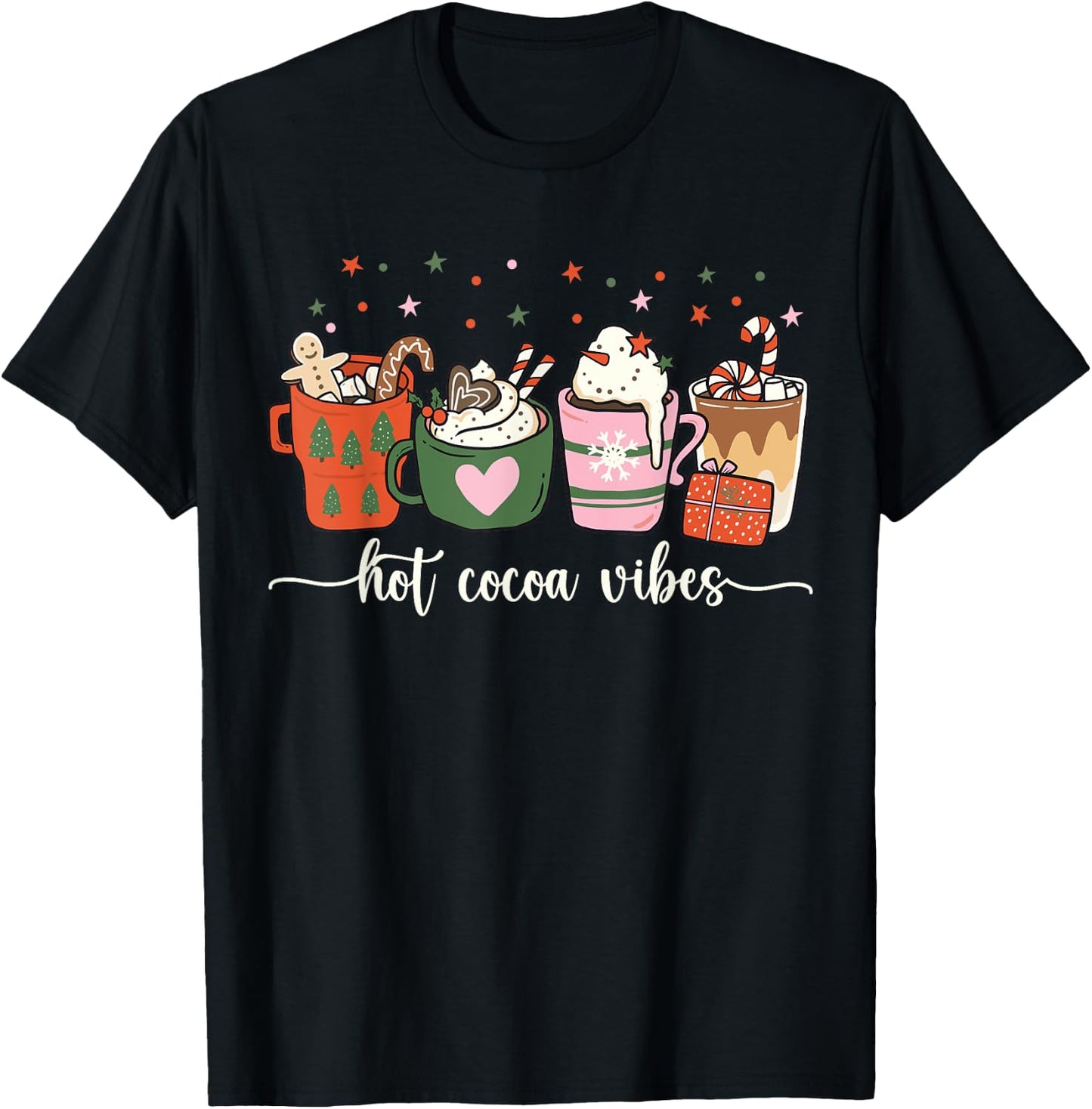 Hot Cocoa Vibes Cute Hot Chocolate Cozy Festive Christmas T-Shirt - T-Shirt | Black