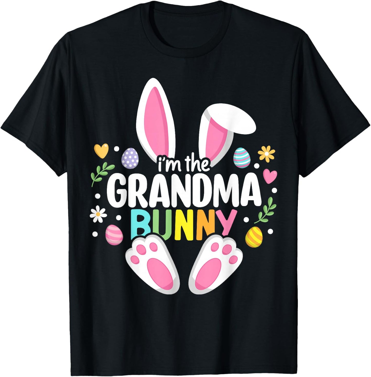 Easter Grandma Bunny Nana Happy Easter Day Family Matching T-Shirt - T-Shirt | Black