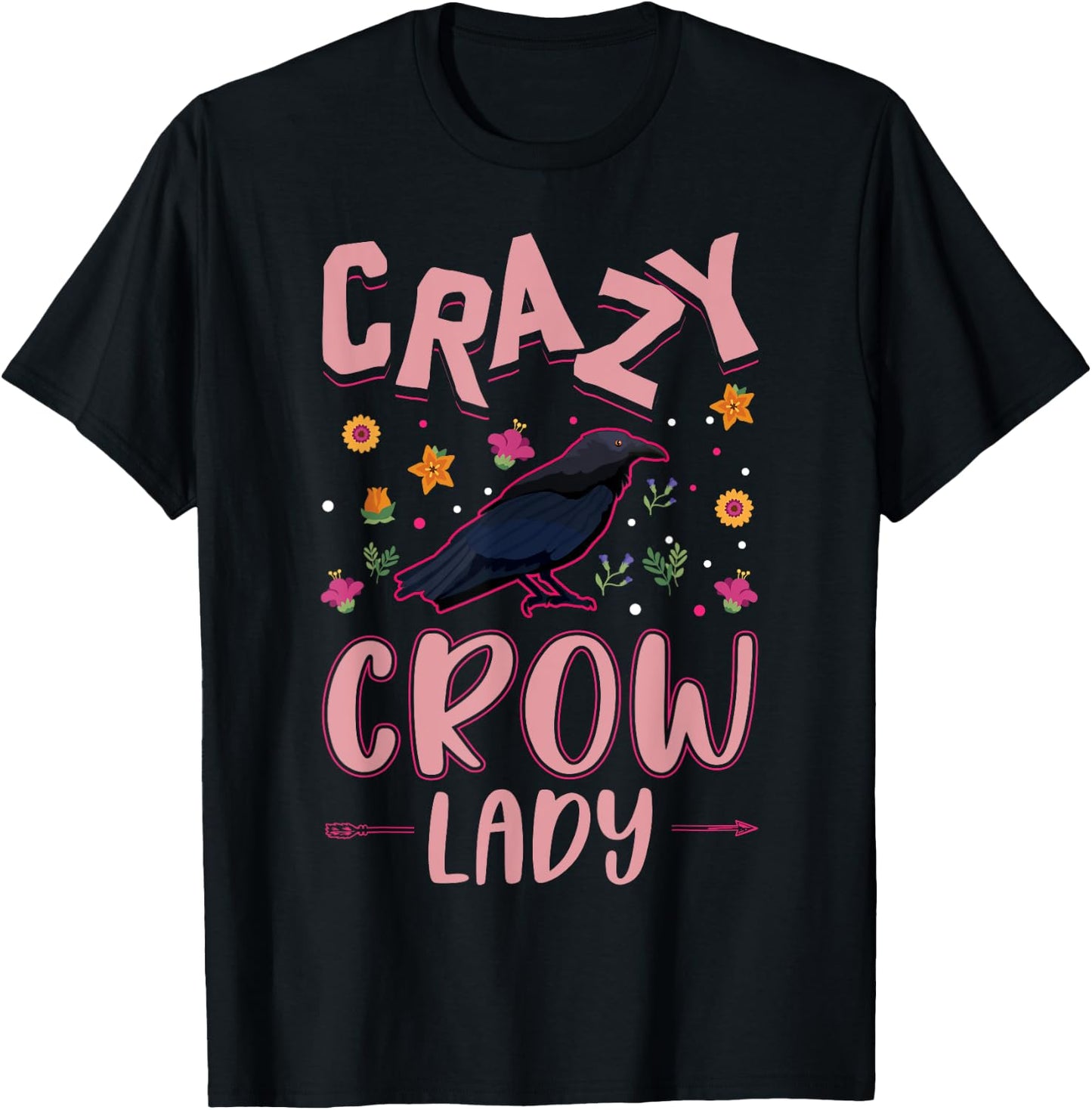 Crazy Crow lady Raven Girl Crow T-Shirt - T-Shirt | Black