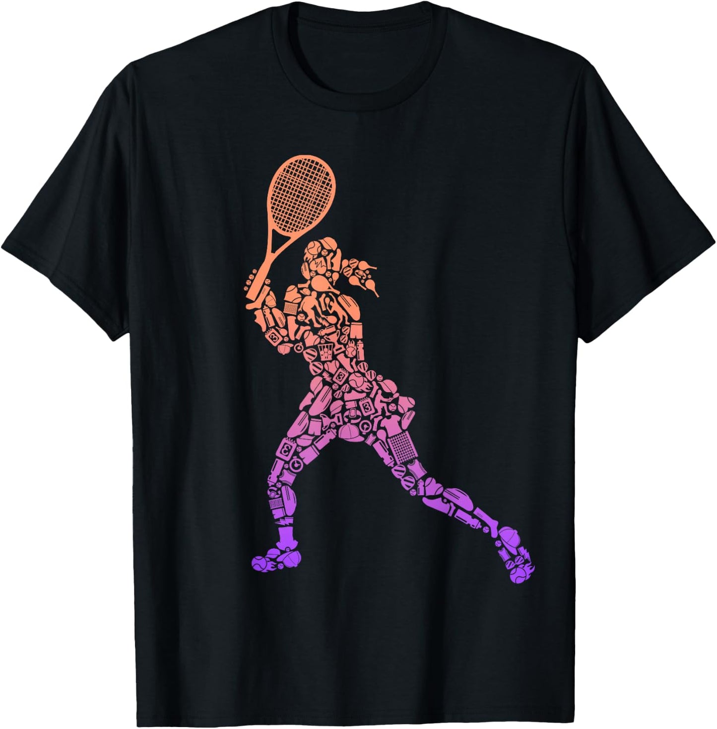 Tennis Player Rackets Women Kids Girls Tennis T-Shirt - T-Shirt | Black