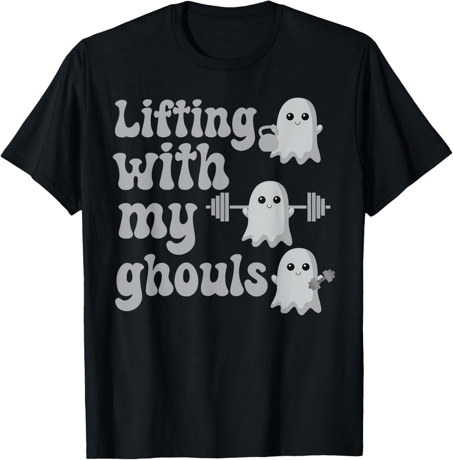 Lifting With My Ghouls Halloween Gym Workout Weightlifting T-Shirt - T-Shirt | Black