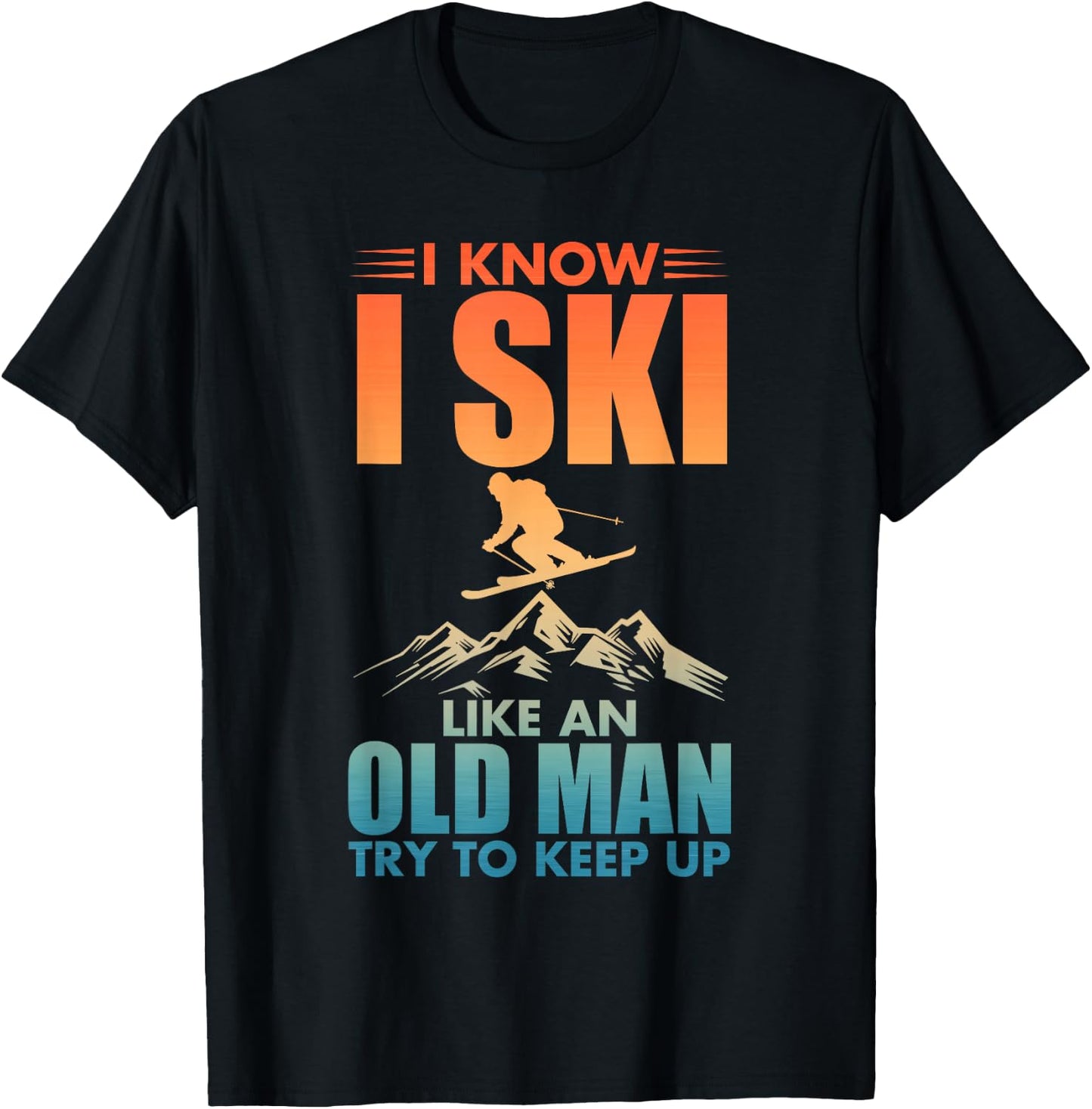 Best Ski Art for Grandpa Men Skiing Nordic Skier Skiing T-Shirt - T-Shirt | Black