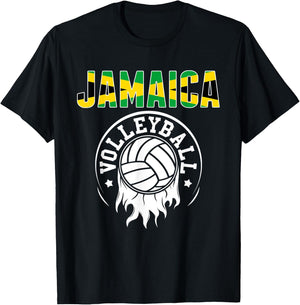 Proud Jamaica Volleyball Fans Jersey - Jamaican Flag Sports T-Shirt - T-Shirt | Black