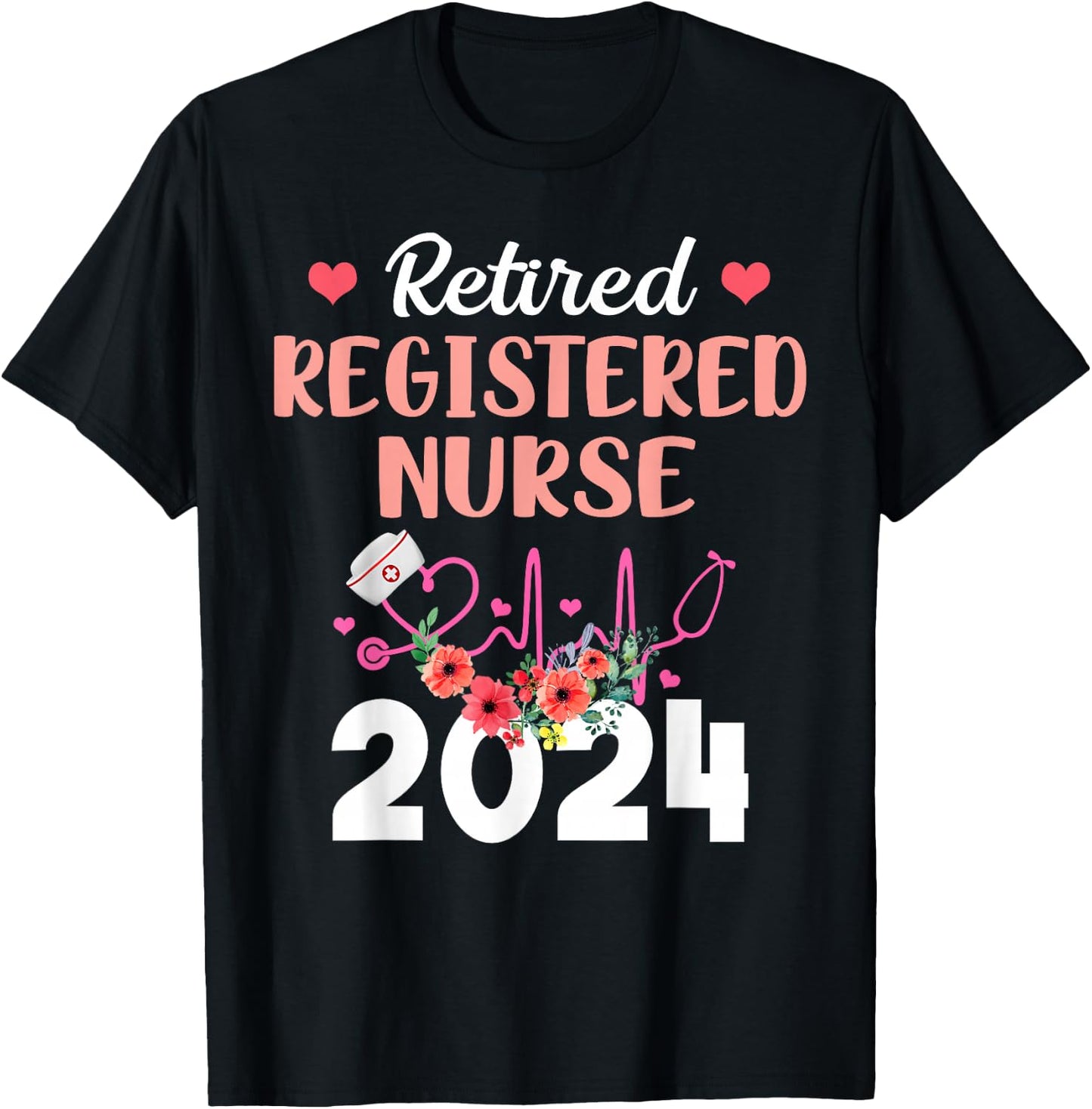 Retired Registered Nurse 2024 Retirement Gifts for Nurse RN T-Shirt - T-Shirt | Black