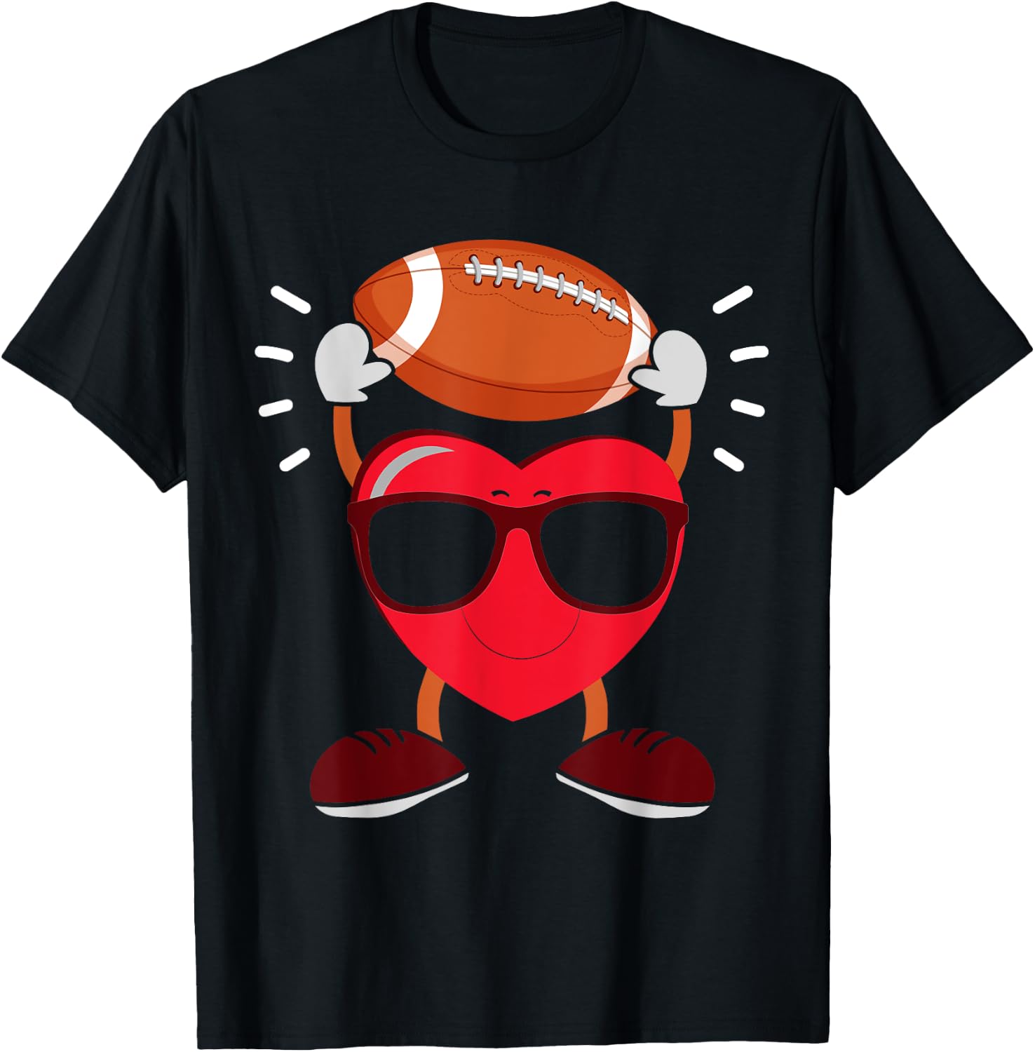 Heart Lifts A Football - American Football T-Shirt - T-Shirt | Black