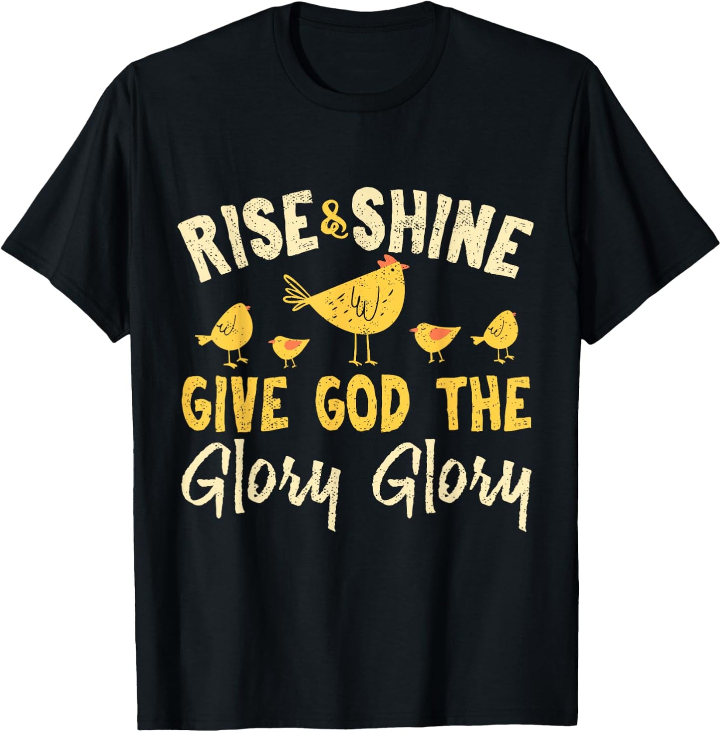 Rise and Shine - Vintage Chicken Christian T-Shirt - T-Shirt | Black