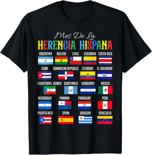 Mes De La Herencia Hispana National Hispanic Heritage Month T-Shirt - T-Shirt | Black