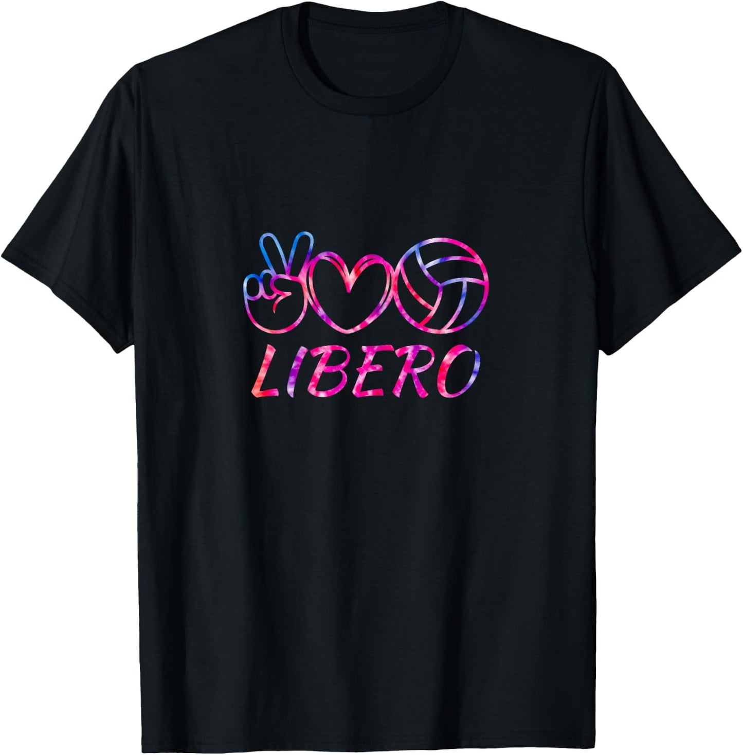 Fun Peace Love Tie Dye Volleyball Libero Volleyball Game Day T-Shirt - T-Shirt | Black