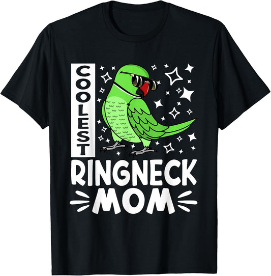 Coolest Ringneck Parrot Mom I Green Indian Ringneck T-Shirt - T-Shirt | Black