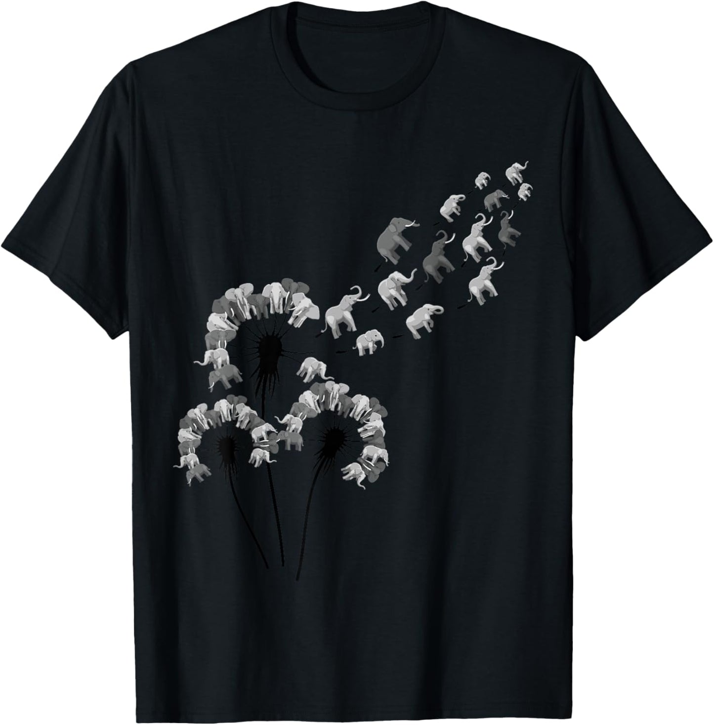 Dandelion Elephants Shirt for Elephant Lover Elephant T-Shirt - T-Shirt | Black