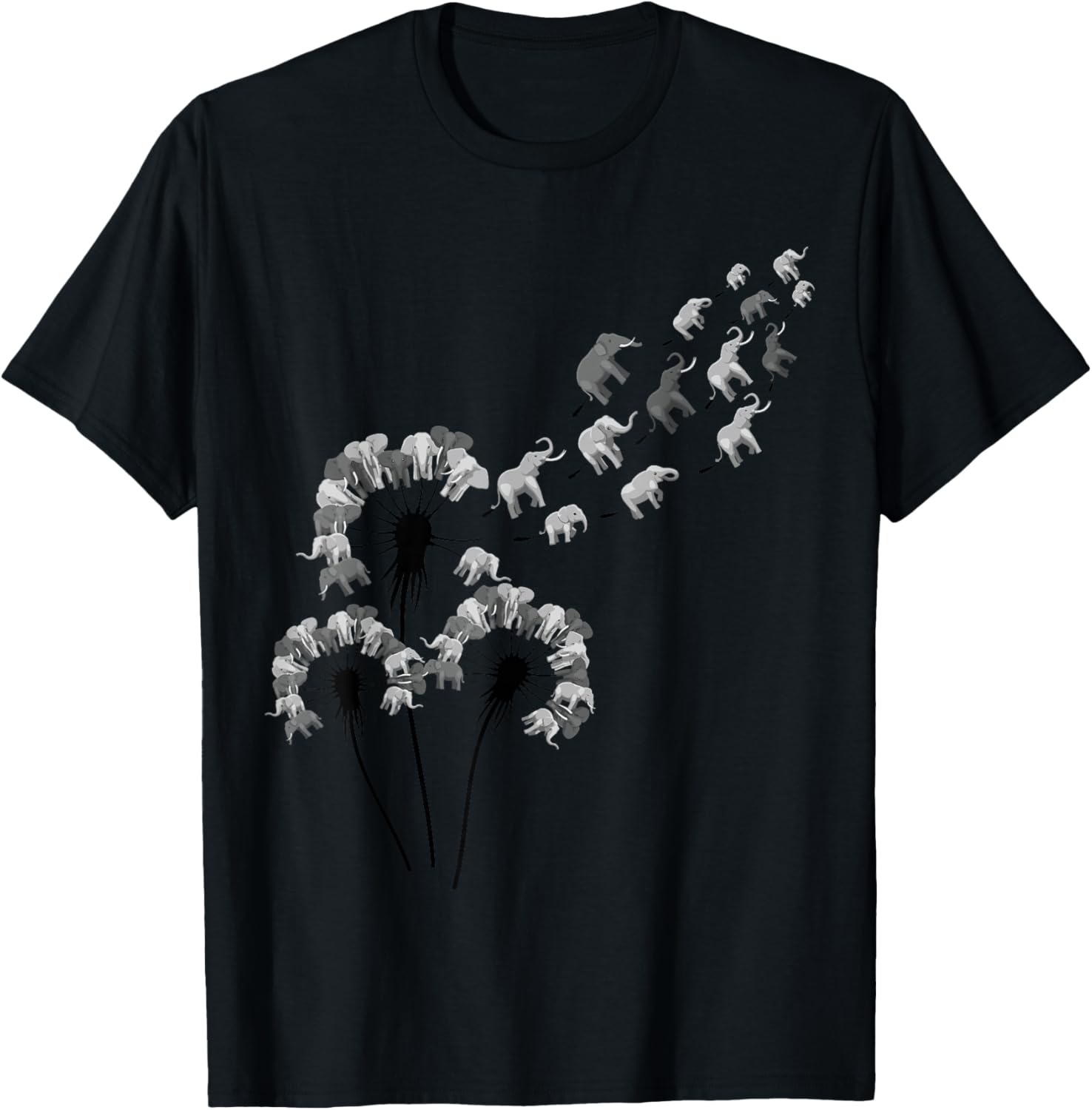Dandelion Elephants Shirt for Elephant Lover Elephant T-Shirt - T-Shirt | Black