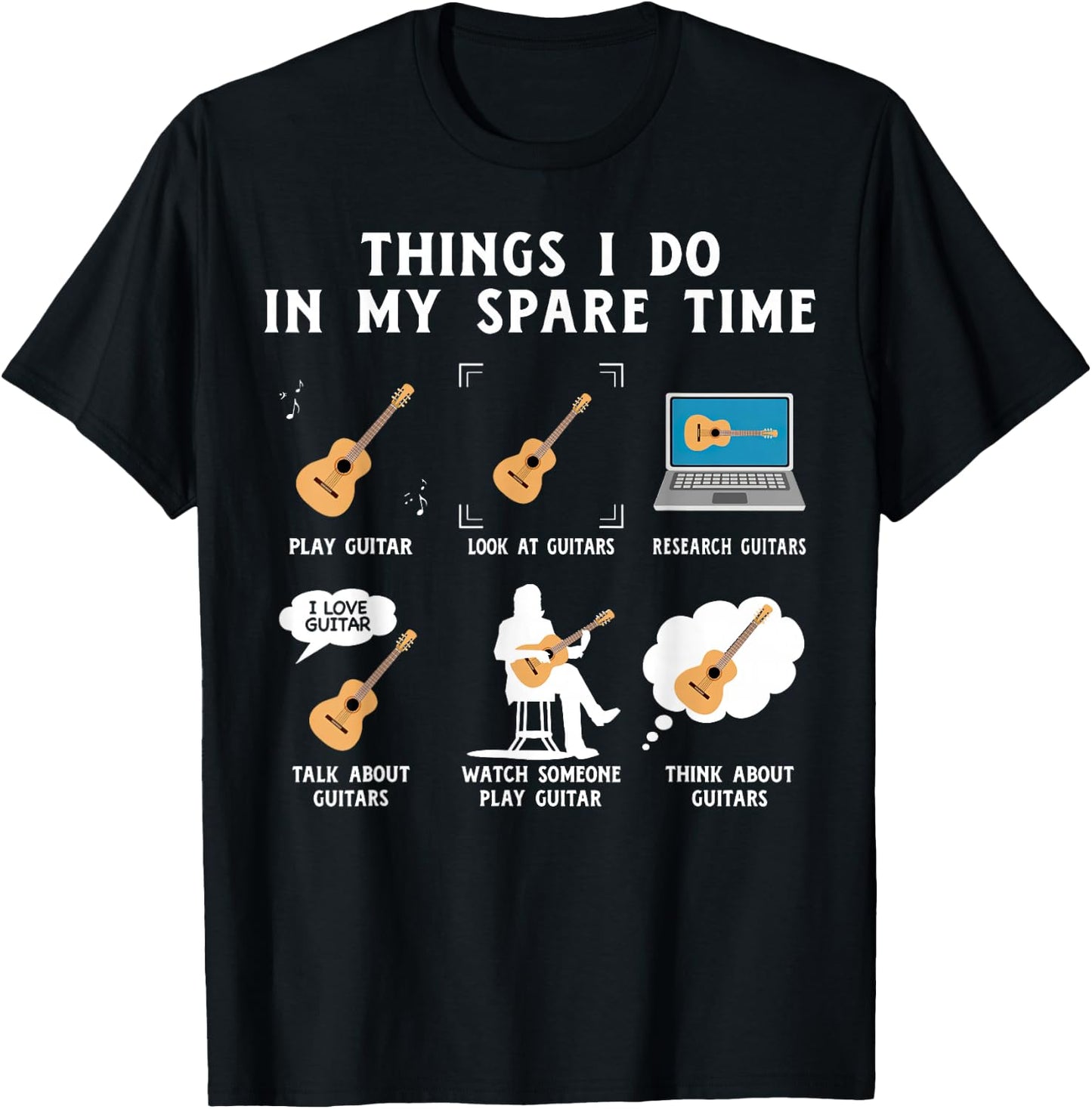 Things I Do In My Spare Time Funny Guitar T-Shirt - T-Shirt | Black