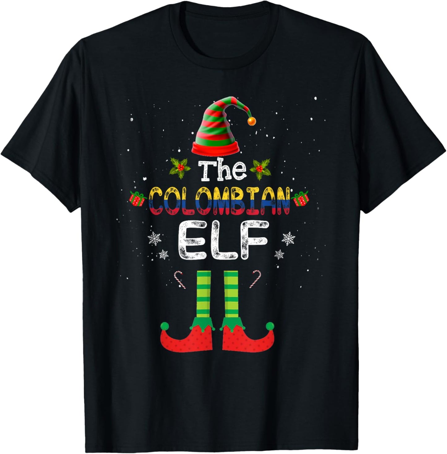 Colombian Elf Group Matching Family Christmas Outfit Set T-Shirt - T-Shirt | Black