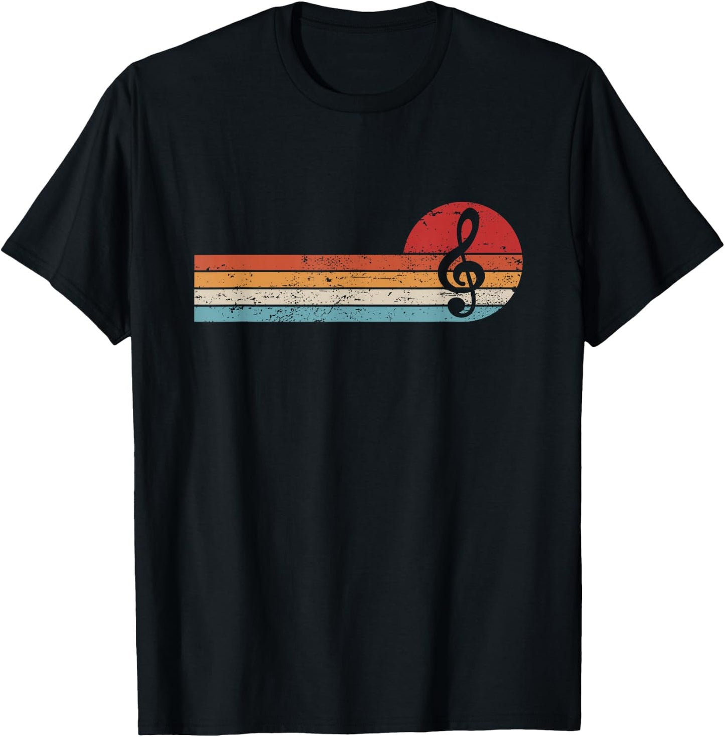 Musical Notes Retro Treble Clef T-Shirt - T-Shirt | Black