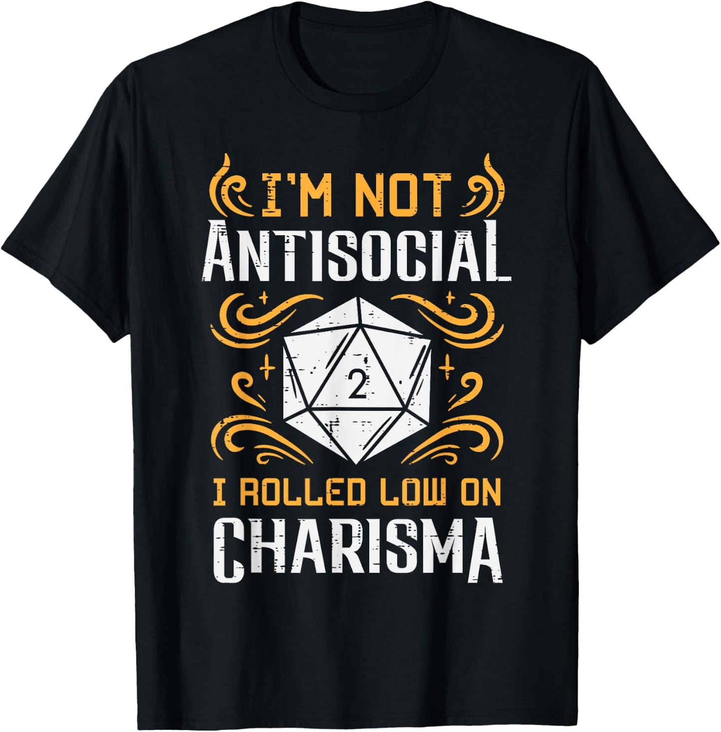 Not Anti Social Low Charisma Funny RPG Gamer Men Boys Kids T-Shirt - T-Shirt | Black