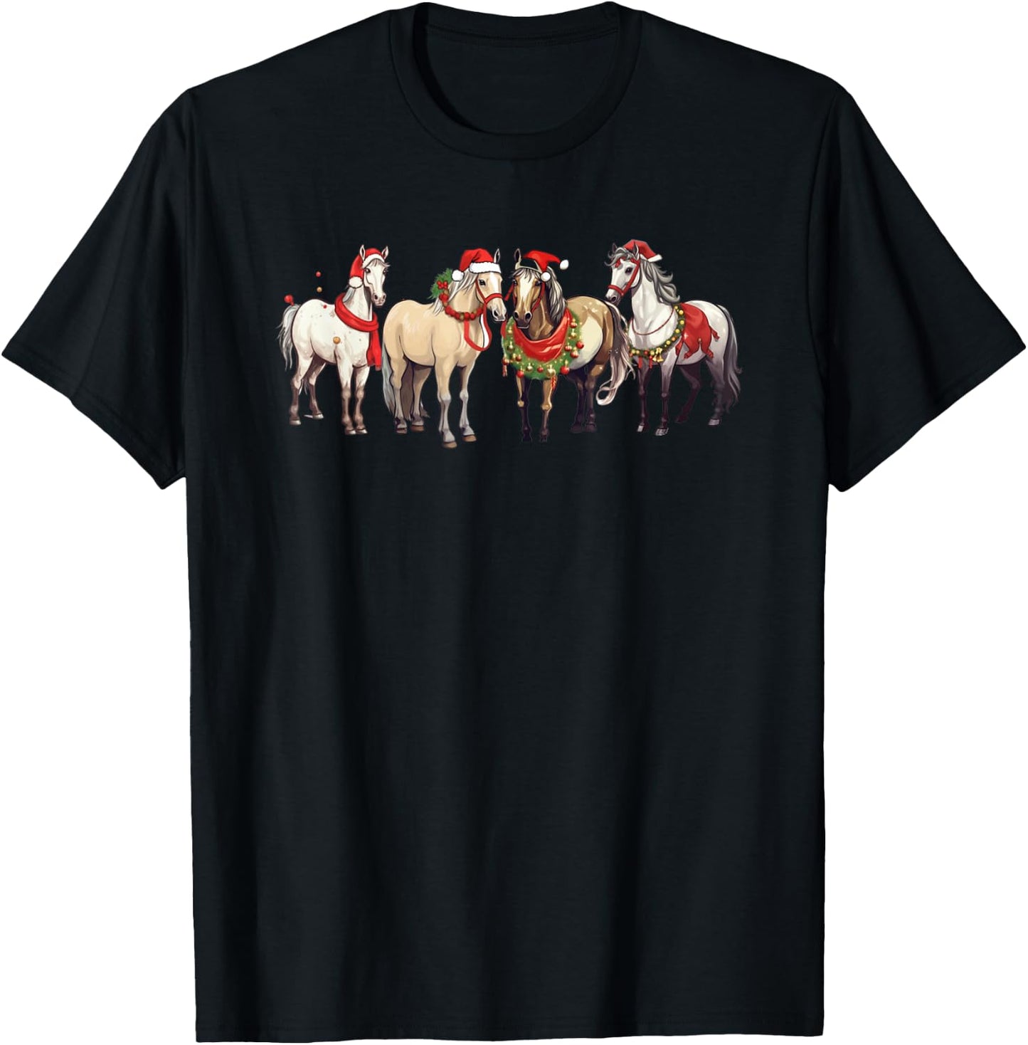 Harlow And Popcorn Merch Harlow’s Ponies Festive T-Shirt - T-Shirt | Black