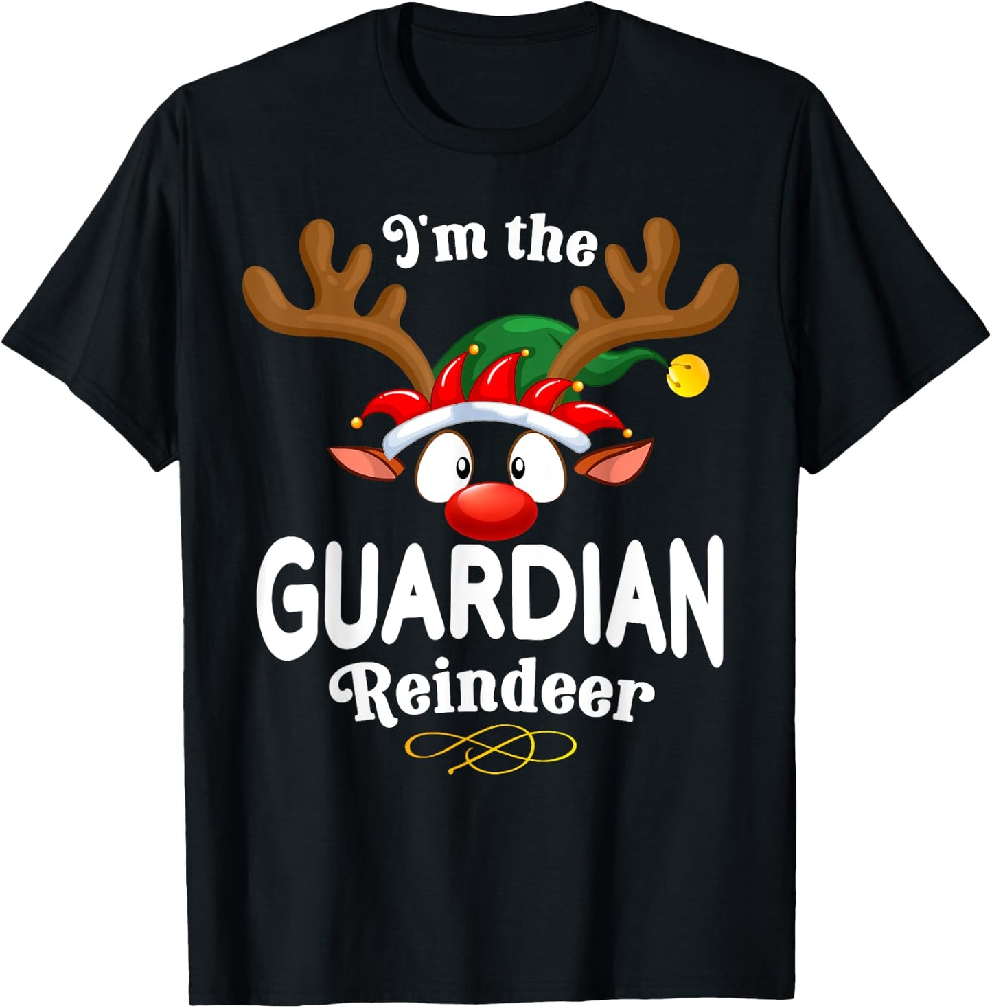 Christmas PJS Guardian Xmas Reindeer Matching T-Shirt - T-Shirt | Black