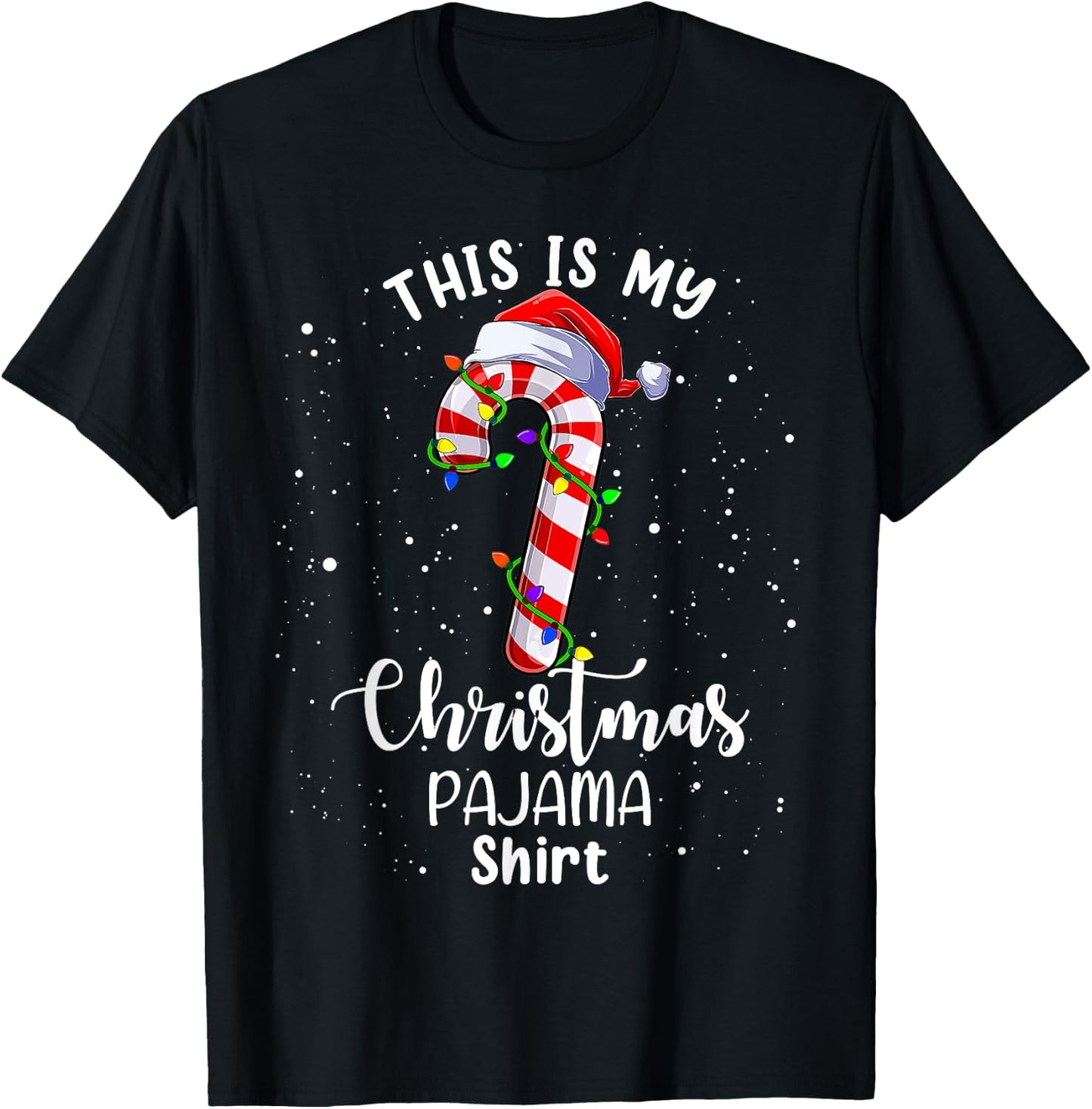 This Is My Christmas Pajama Shirt Candy Cane Kids Boys Girls T-Shirt - T-Shirt | Black