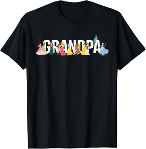 Disney Princess Squad Grandpa Family Trip Vacation Reunion T-Shirt - T-Shirt | Black