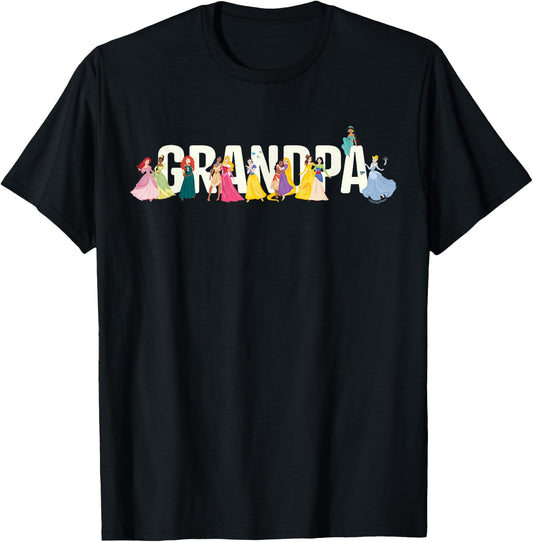Disney Princess Squad Grandpa Family Trip Vacation Reunion T-Shirt - T-Shirt | Black
