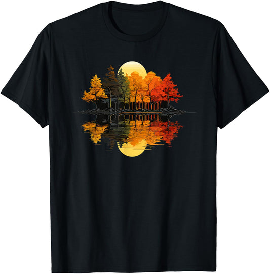 Nature Reflection Forest Trees Outdoor Wildlife T-Shirt - T-Shirt | Black