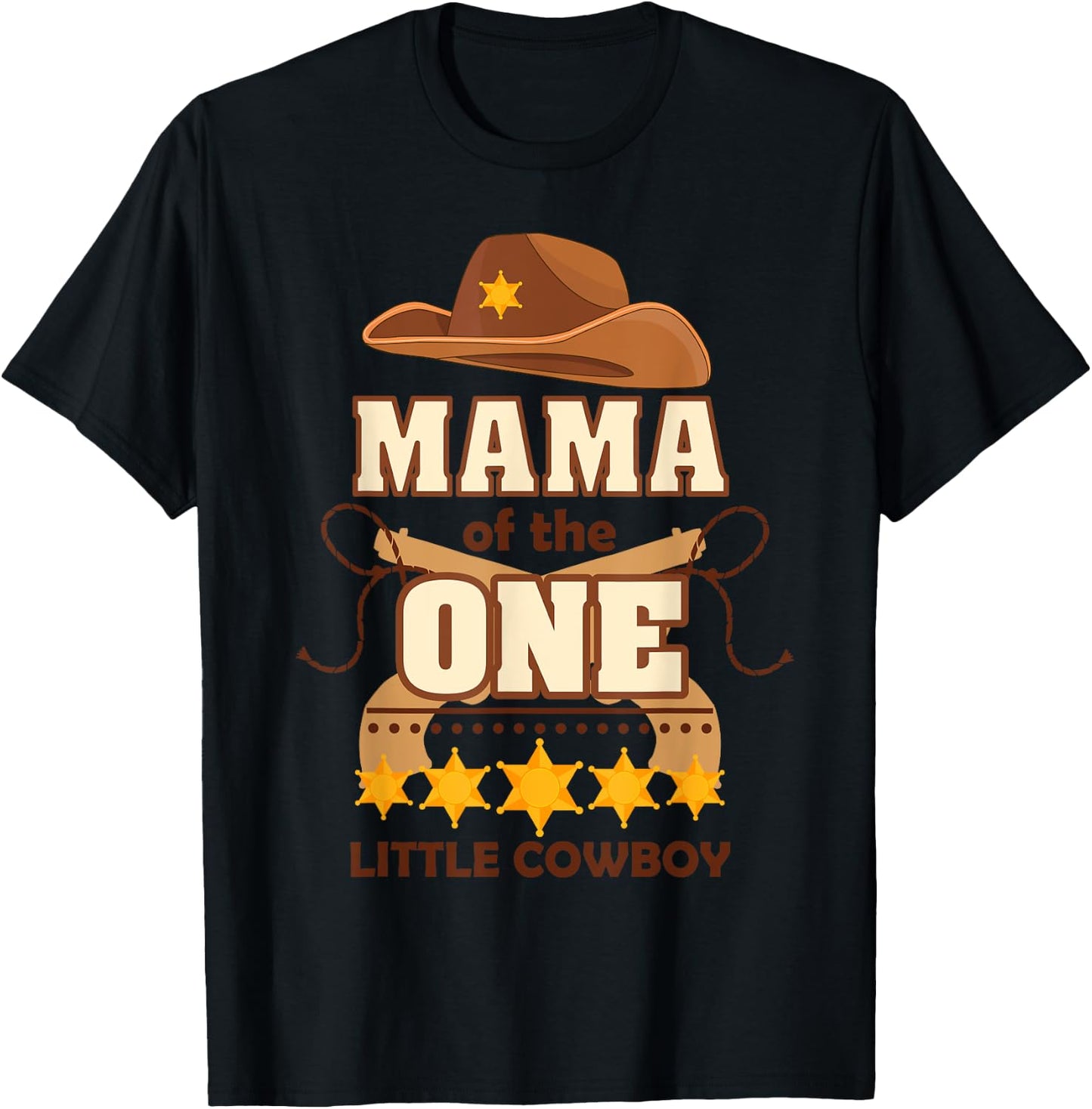 Boy 1st Birthday Mama Cowboy Rodeo Western First Bday Party T-Shirt - T-Shirt | Black