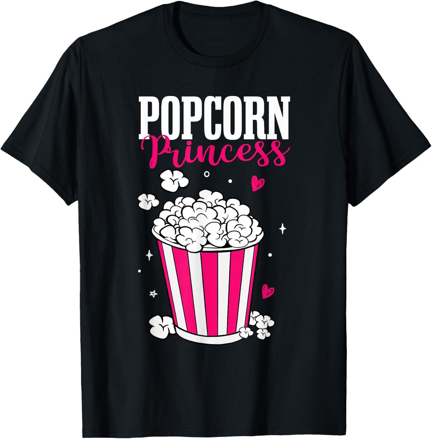 Popcorn Princess Women Cute Movie Night Cinema Snack T-Shirt - T-Shirt | Black
