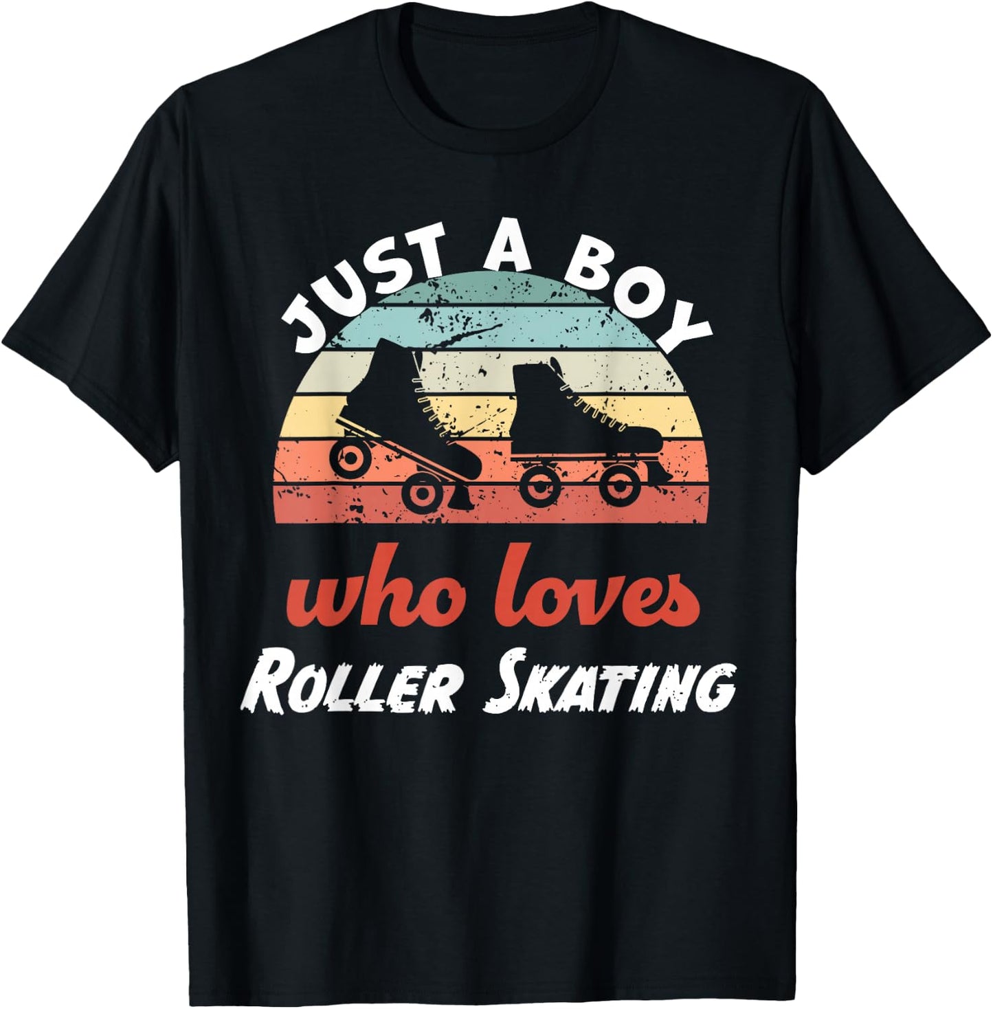 Just A Boy Who Loves Roller Skating Kids Roller Skating Boys T-Shirt - T-Shirt | Black