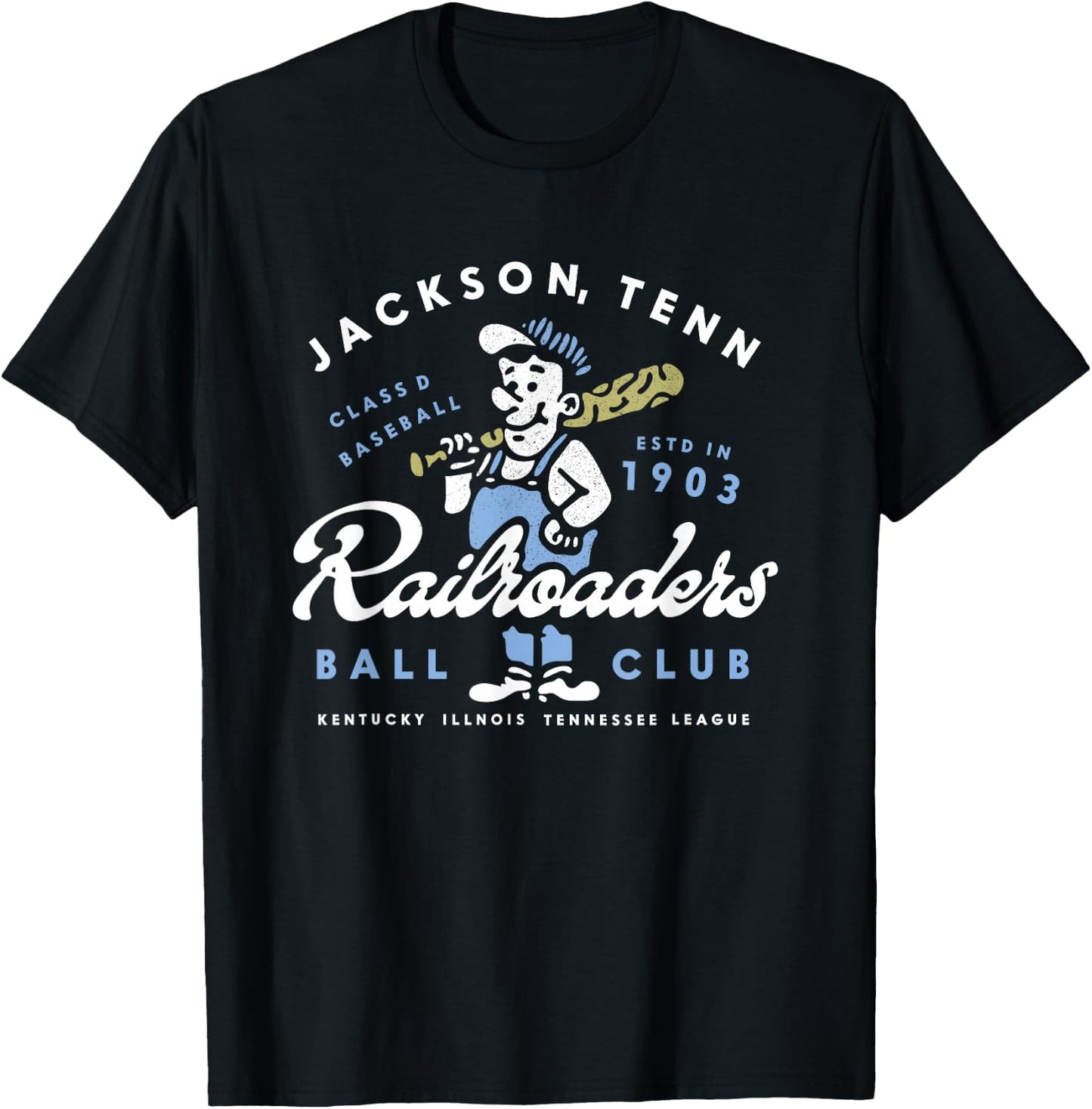Jackson Railroaders Tennessee Vintage Defunct Baseball T-Shirt - T-Shirt | Black