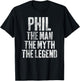 Personalized Shirt Phil The Man The Myth The Legend T-Shirt - T-Shirt | Black