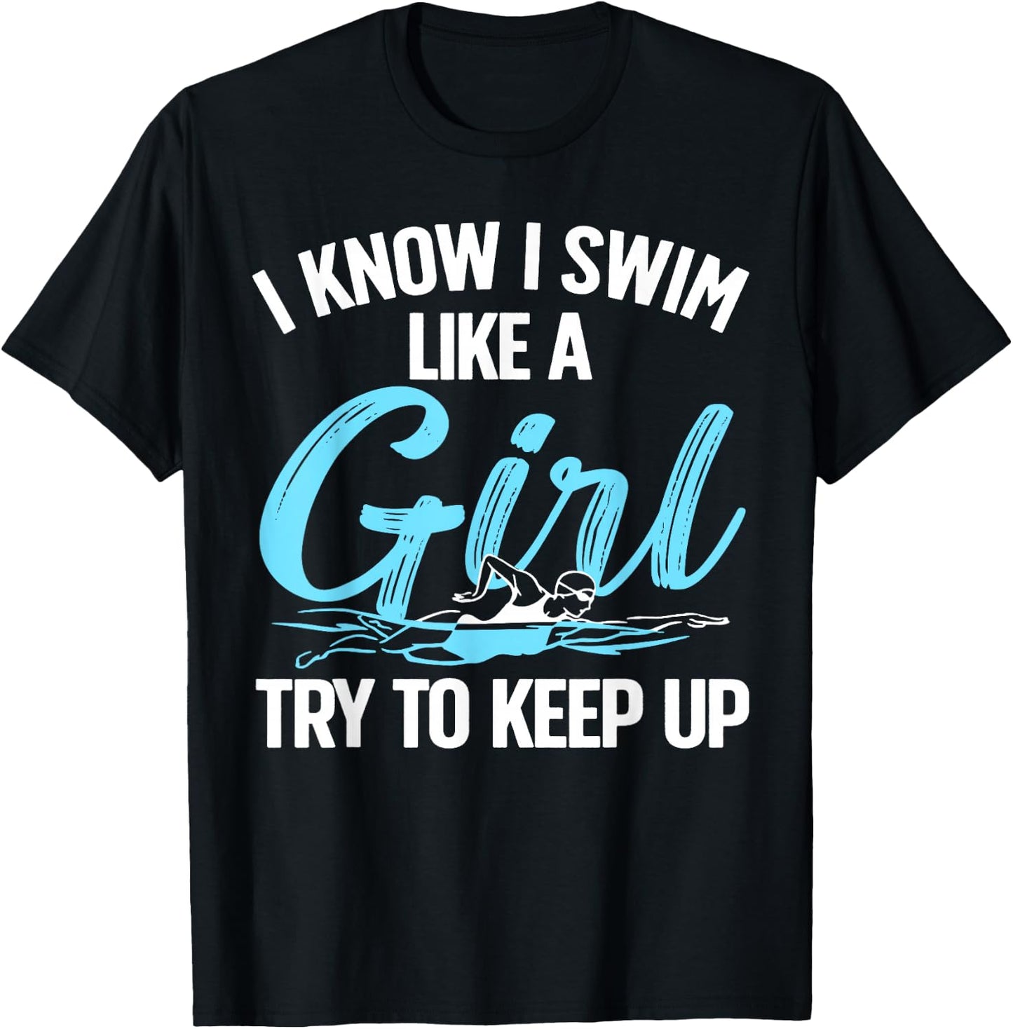 Funny Swimming Design Women Kids Swimmer Swim Lovers T-Shirt - T-Shirt | Black