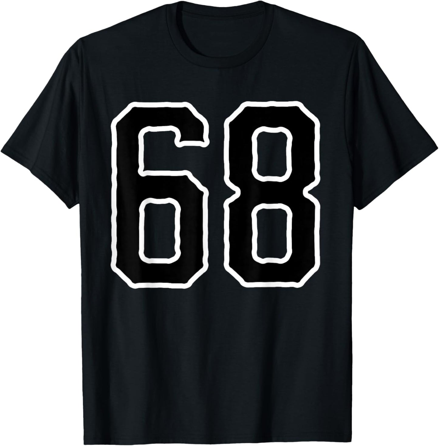 Number #68 White Black Sports Team Varsity Number 68 T-Shirt - T-Shirt | Black