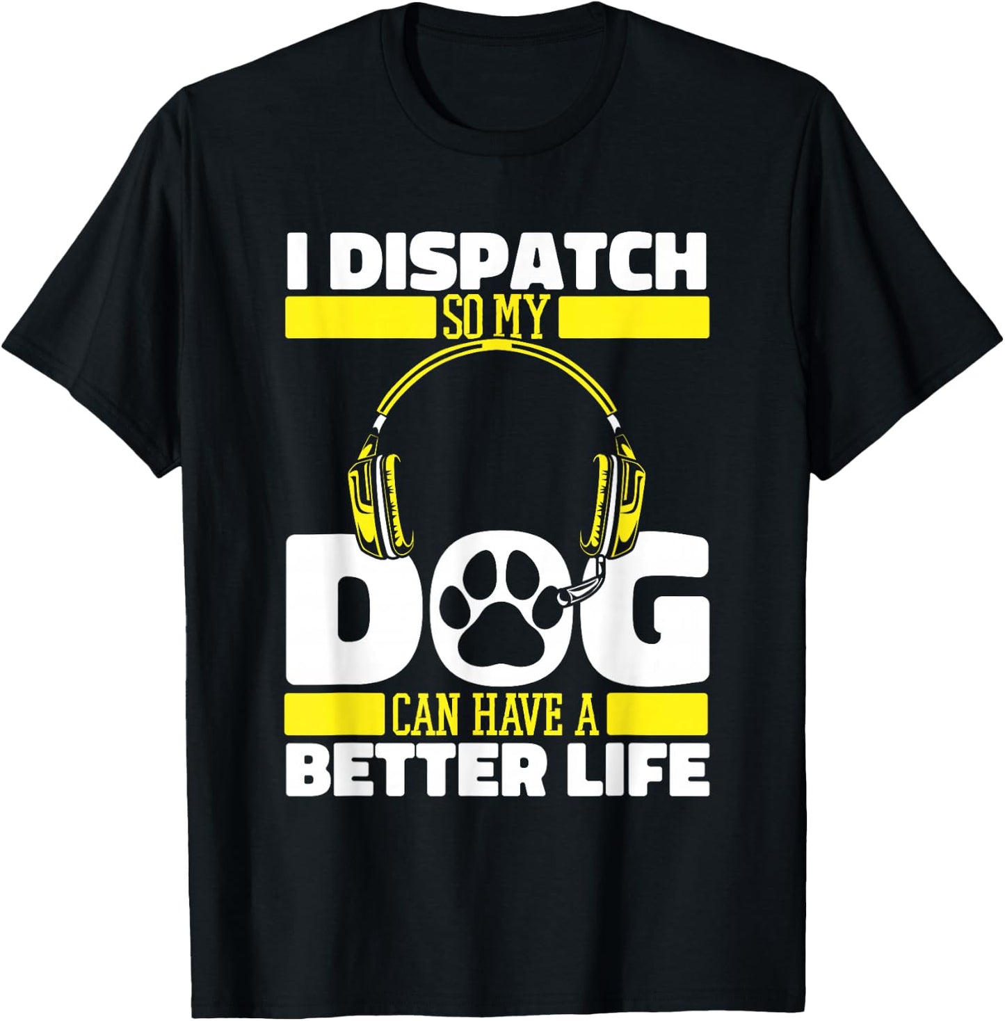 Police Dog - Gold Thin Yellow Line Emergency Dispatcher T-Shirt - T-Shirt | Black