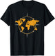 Geographic, World Map & Compass Graphic Travel T-Shirt - T-Shirt | Black