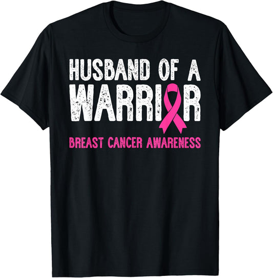 Husband Of A Warrior Breast Cancer Awareness Support Squad T-Shirt - T-Shirt | Black