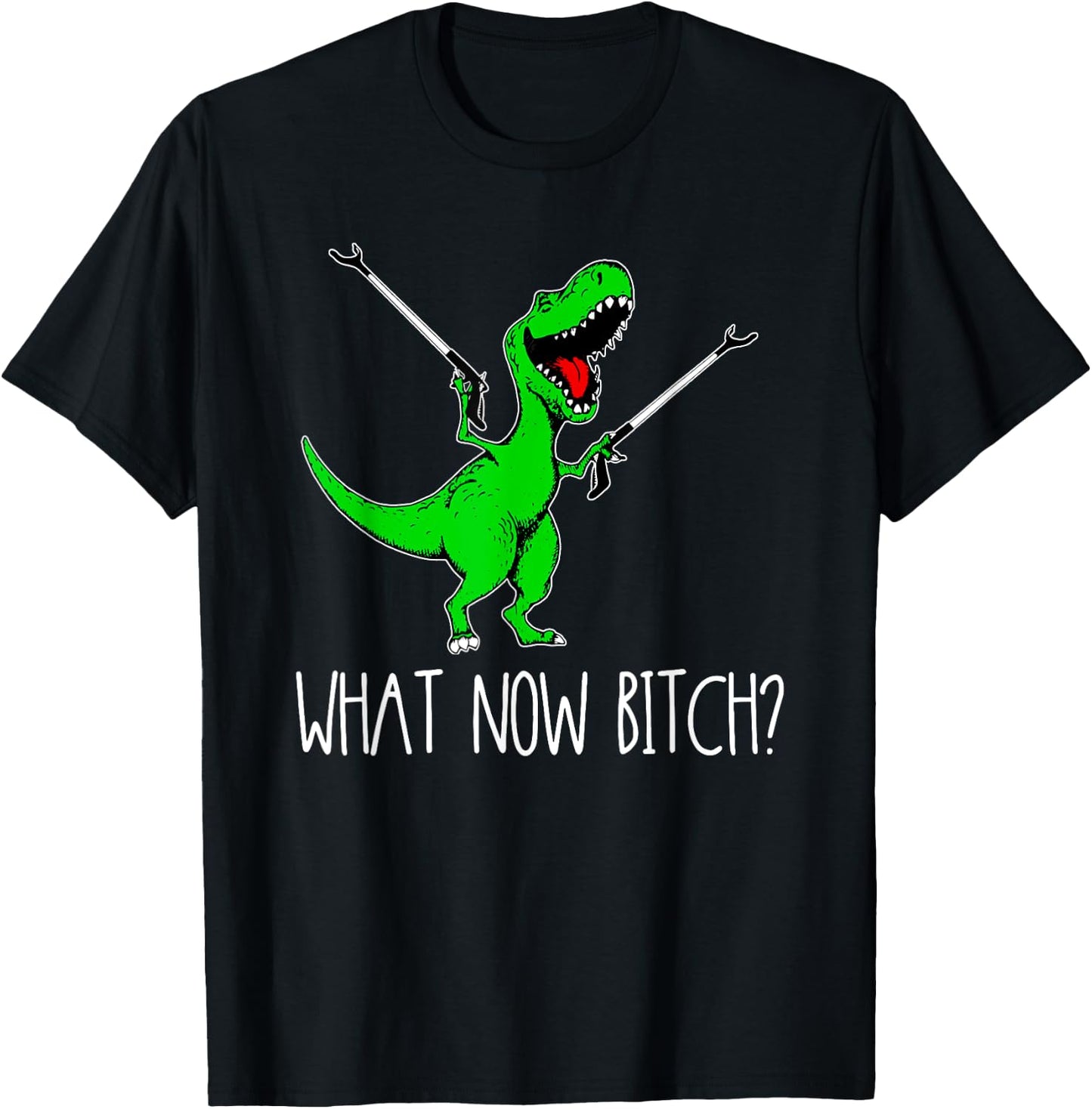 What Now Bitch Funny T Rex Dinosaur T-Shirt - T-Shirt | Black