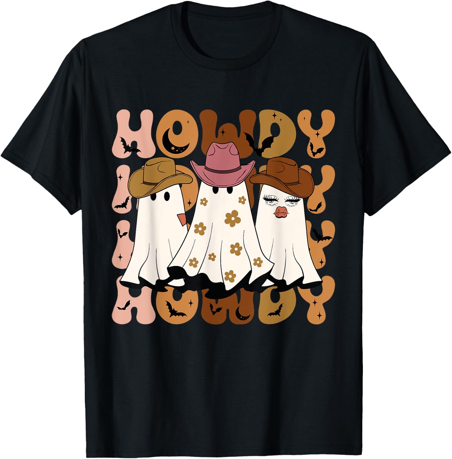 Howdy Ghost Halloween Rodeo Western Howdy Cowboy Cowgirl T-Shirt - T-Shirt | Black