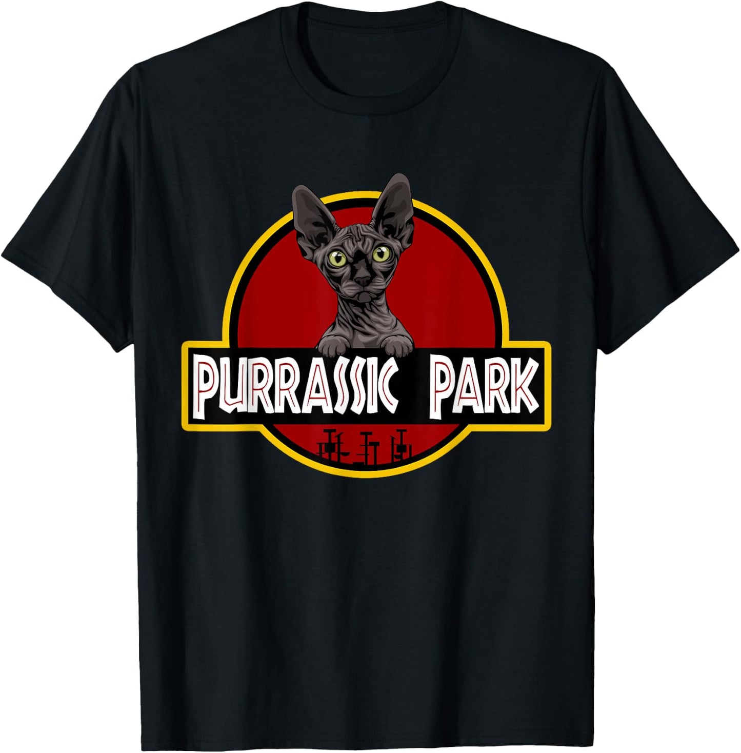 Black Sphynx Cat Cute Funny Cat Lover Parody T-Shirt - T-Shirt | Black